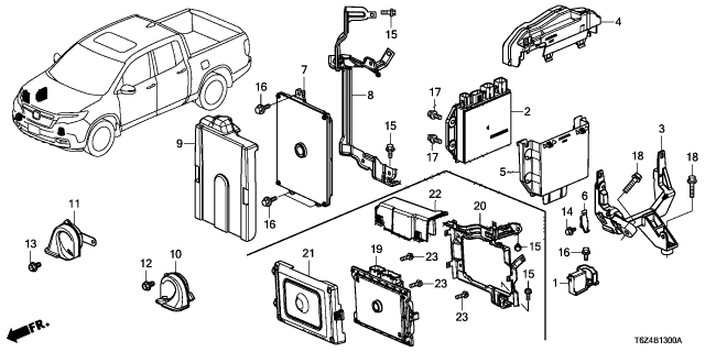 2024 Honda Ridgeline BRACKET, PCM Diagram for 37821-RLV-A60