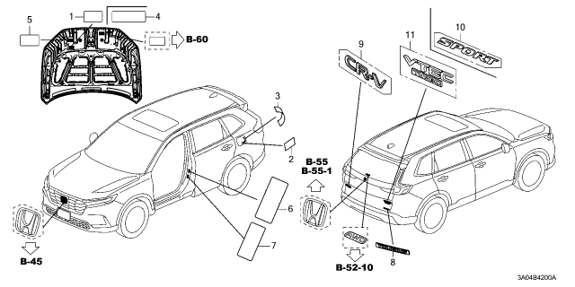 2025 Honda CR-V PLACARD Diagram for 42762-3A0-A00