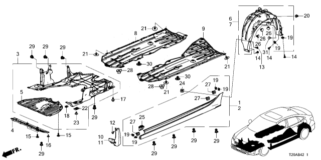 2026 Honda Civic PLATE FR-, ENG COVER Diagram for 74114-T56-A00