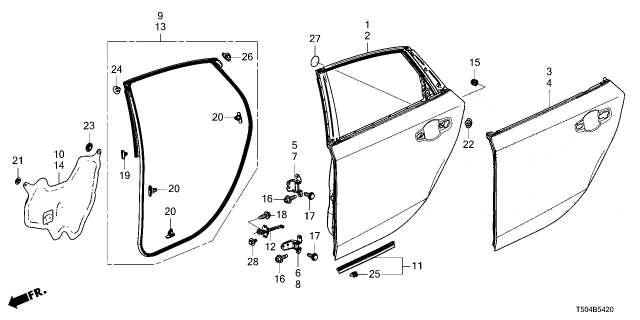 2026 Honda Civic Hybrid HINGE, RR- L DOOR UP Diagram for 67950-T2A-H12ZZ
