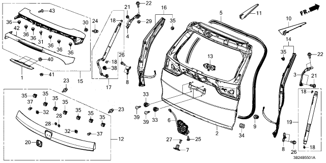 2023 Honda CR-V Hybrid SPOILER *B640M* Diagram for 74950-3A0-A21ZG
