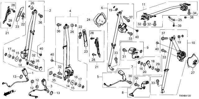 2024 Honda Pilot BUCKLE SET *NH900L* Diagram for 04863-T90-A00ZA