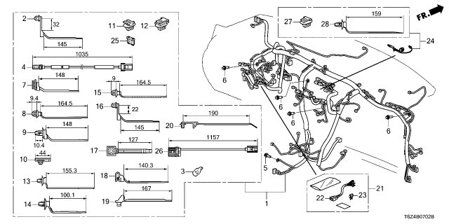 2022 Honda Ridgeline 4 Door Black Edition AWD 9AT Wire Harness Diagram 3