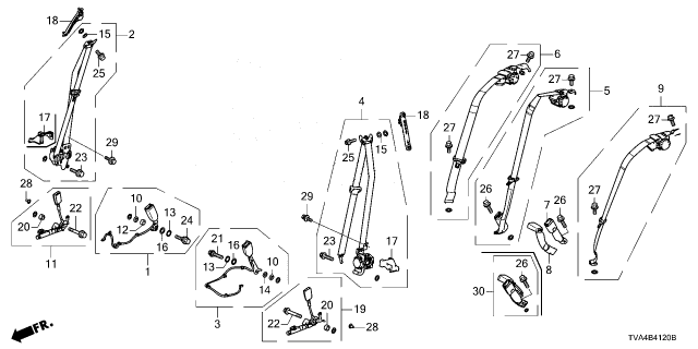2022 Honda Accord BUCKLE SET *NH900L* Diagram for 04816-TVA-A51ZA