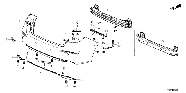 2026 Honda Civic Hybrid W-FACE, RR- BUMPER Diagram for 04715-T38-C50ZZ