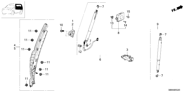 2026 Honda Passport SPRING ASSY Diagram for 74981-3BM-A02