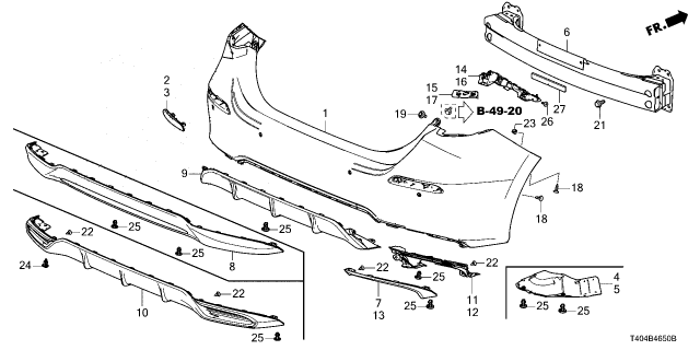2024 Honda Civic GARNISH, RR- BUMPER Diagram for 71551-T43-J00