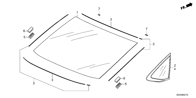 2024 Honda Accord SET, RR- WSHLD GLASS Diagram for 73211-30A-A01