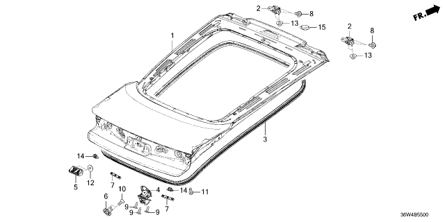 2026 Honda Prelude HINGE COMP, T/GATE Diagram for 68210-36W-J01ZZ
