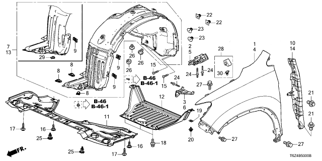 2024 Honda Ridgeline FDR, R- FR- (INNER) Diagram for 74101-T6Z-A20