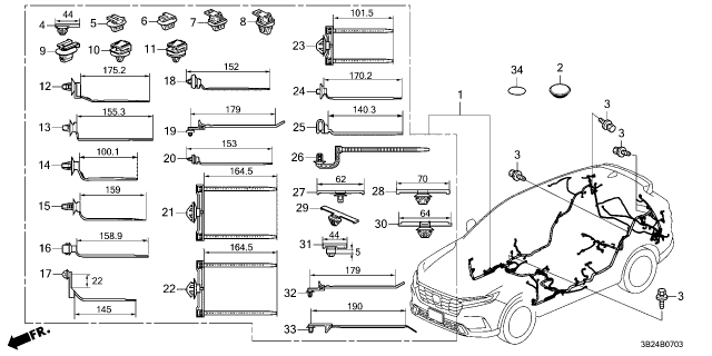 2023 Honda CR-V Hybrid CLIP (152MM) Diagram for 91545-3A0-003