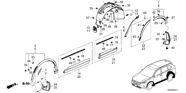 2024 Honda CR-V FENDER ASSY-, L- RR Diagram for 74590-3A0-A00