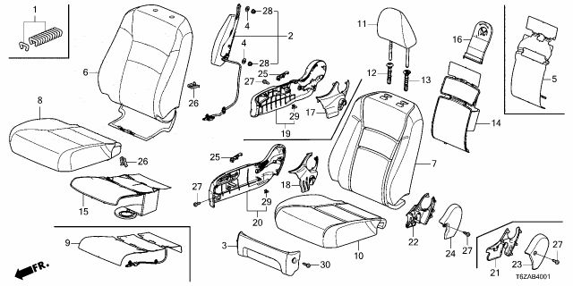 2026 Honda Ridgeline PAD, R- FR Diagram for 81137-T6Z-A61