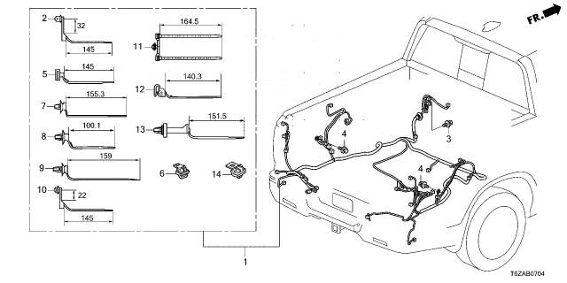 2025 Honda Ridgeline 4 Door Black Edition AWD 9AT Wire Harness Diagram 5