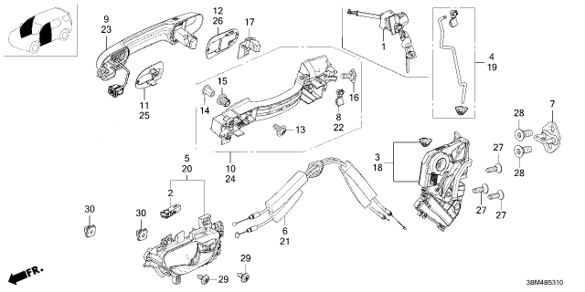 2026 Honda Passport HANDLE, L- *NH900L* Diagram for 72160-3BM-A11ZA