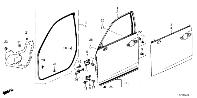 2022 Honda Civic CHECKER COMP, FR- DR Diagram for 72340-T20-A01