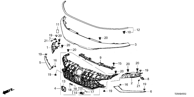 2026 Honda Civic UPPER GARN BRACKET R Diagram for 71102-T56-A50