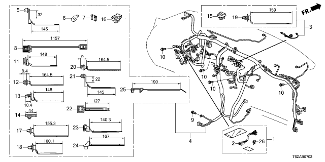 2025 Honda Ridgeline 4 Door Black Edition AWD 9AT Wire Harness Diagram 3