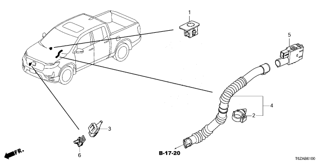 2025 Honda Ridgeline SENSOR ASSY Diagram for 39860-T20-A01