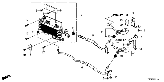 2024 Honda Ridgeline COOLER ASSY- (ATF) Diagram for 25500-5MK-033