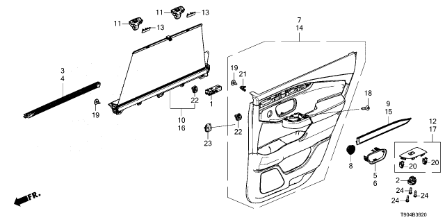2023 Honda Pilot WEATHERSTRIP, R- RR Diagram for 72835-T90-A01
