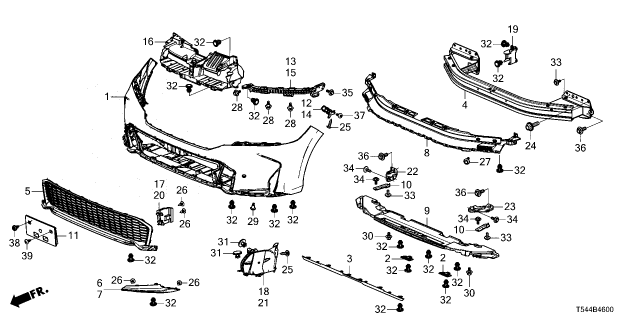 2025 Honda Civic Hybrid LOWER GRILLE *B645P* Diagram for 71150-T61-A50ZG