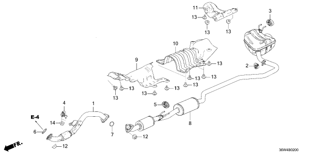 2026 Honda Prelude MUFFLER, EX Diagram for 18307-36W-J01