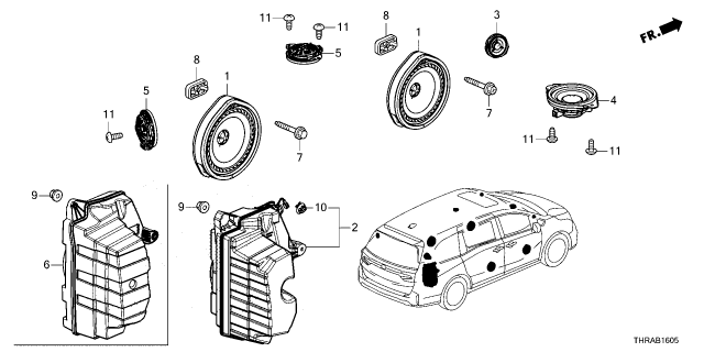 2026 Honda Odyssey SPEAKER, SUBWOOFER Diagram for 8A440-THR-A01