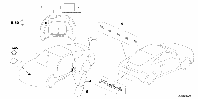 2026 Honda Prelude PLACARD SPEC, USA Diagram for 42762-36W-A00