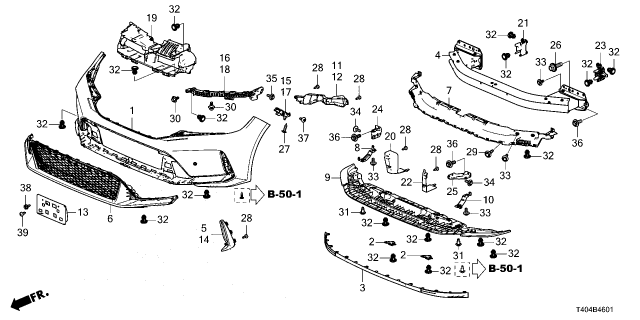2023 Honda Civic SPLR, FR- BUMPER LIP Diagram for 71105-T60-J00