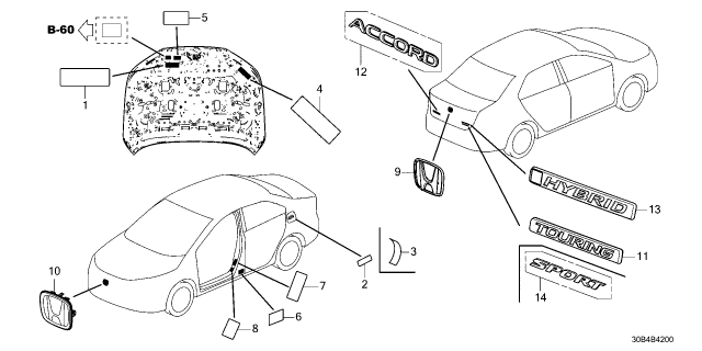 2023 Honda Accord Hybrid LABEL, TPMS Diagram for 42769-T20-000
