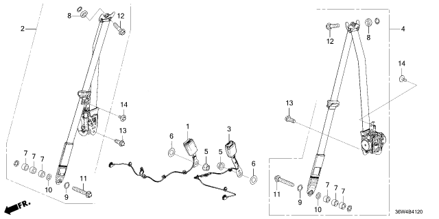 2026 Honda Prelude BUCKLE SET *NH900L* Diagram for 04813-36W-A00ZA