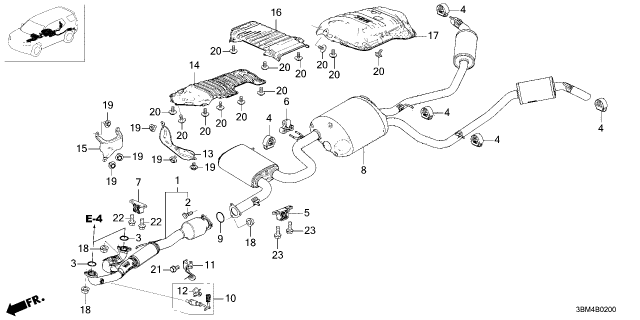 2026 Honda Passport MUFFLER, EX Diagram for 18307-3BM-A04