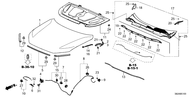 2023 Honda CR-V Hybrid COWL TOP SET, FR Diagram for 74218-3A0-A00