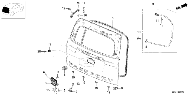 2026 Honda Passport HINGE, R- TAILGATE Diagram for 68210-3BM-A10ZZ