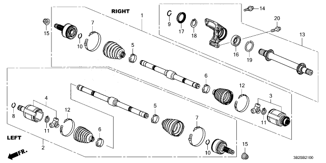 2025 Honda CR-V Hybrid DRIVESHAFT ASSY-, L Diagram for 44306-3D4-A91