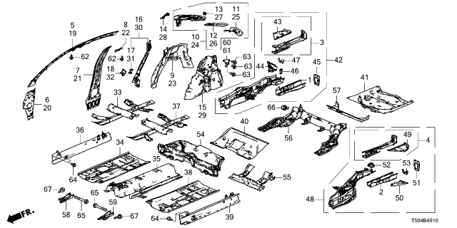 2026 Honda Civic Hybrid FLOOR, RR Diagram for 65511-T61-A00ZZ