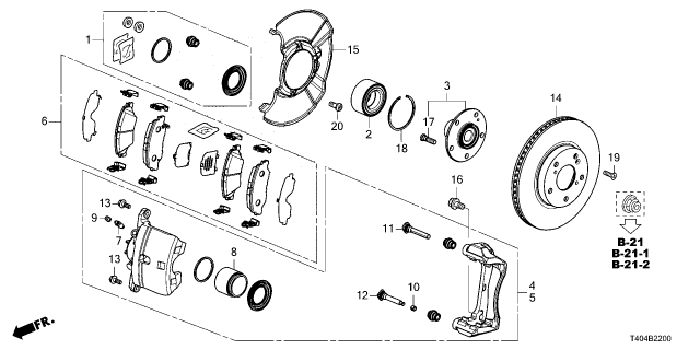 2025 Honda Civic SET, FR- PAD Diagram for 45022-T56-A00