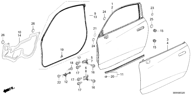 2026 Honda Prelude CHECKER COMP, DOOR Diagram for 72340-36W-003