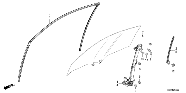 2026 Honda Prelude SASH, FR- R DOOR CTR Diagram for 72231-36W-J01