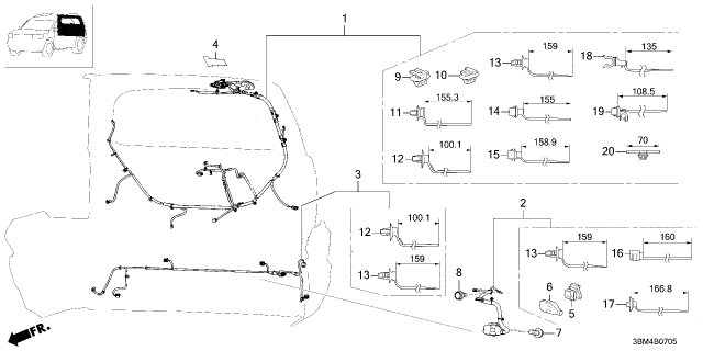 2026 Honda Passport HARN, TAILGATE Diagram for 32109-3BM-A20