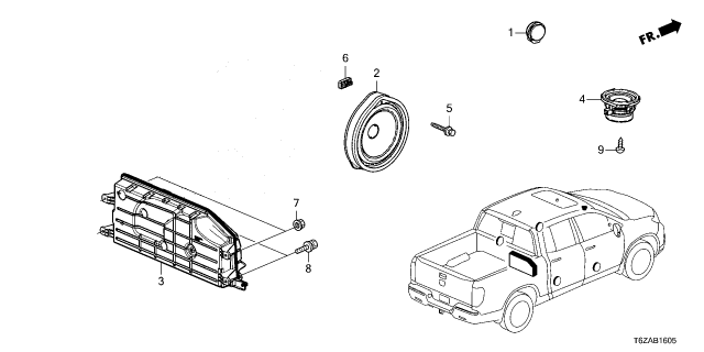 2025 Honda Ridgeline SPEAKER, SUBWOOFER Diagram for 8A440-T6Z-A01
