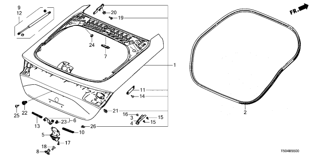 2026 Honda Civic Hybrid TAILGATE Diagram for 68100-T50-A50ZZ