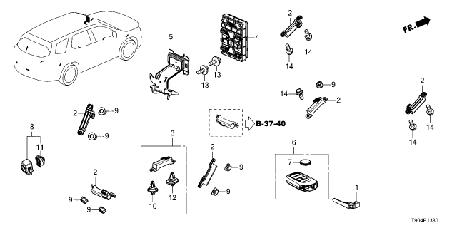2025 Honda Pilot FOB ASSY- (DRIVER 2) Diagram for 72147-T90-A31
