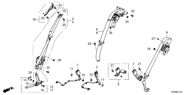 2025 Honda Civic Hybrid BUCKLE SET *NH900L* Diagram for 04813-T65-A40ZA