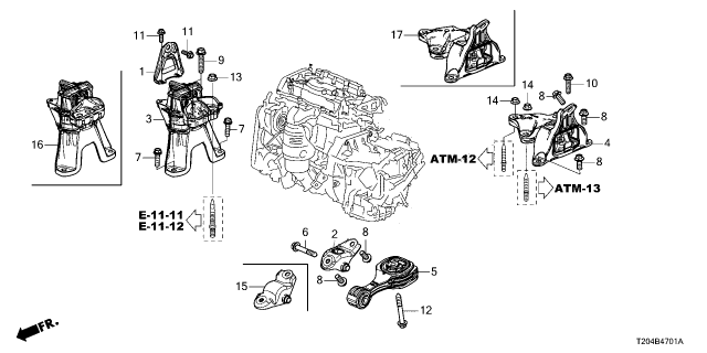 2025 Honda Civic MTG RUB, ENG SIDE Diagram for 50820-T56-A11