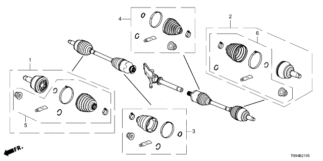 2025 Honda Pilot BOOT SET, OUTBOARD Diagram for 44018-T90-305