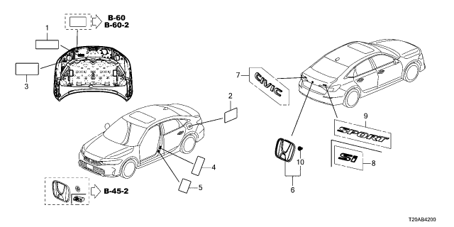 2026 Honda Civic PLACARD Diagram for 42762-T22-A10
