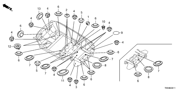 2025 Honda Pilot 5 Door Elite AWD 10AT Grommet Diagram 2
