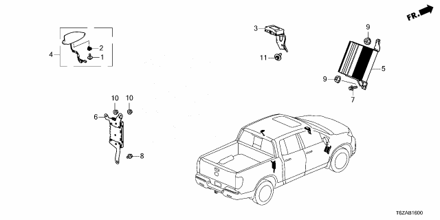 2026 Honda Ridgeline ANTENNA *NH731P* Diagram for 8A150-T6Z-A11ZG